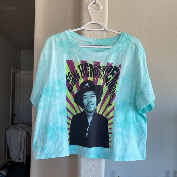 Lucky Brand Jimi Hendrix Tie Dye T-Shirt Cropped retro hippie rock band - Picture 1 of 9